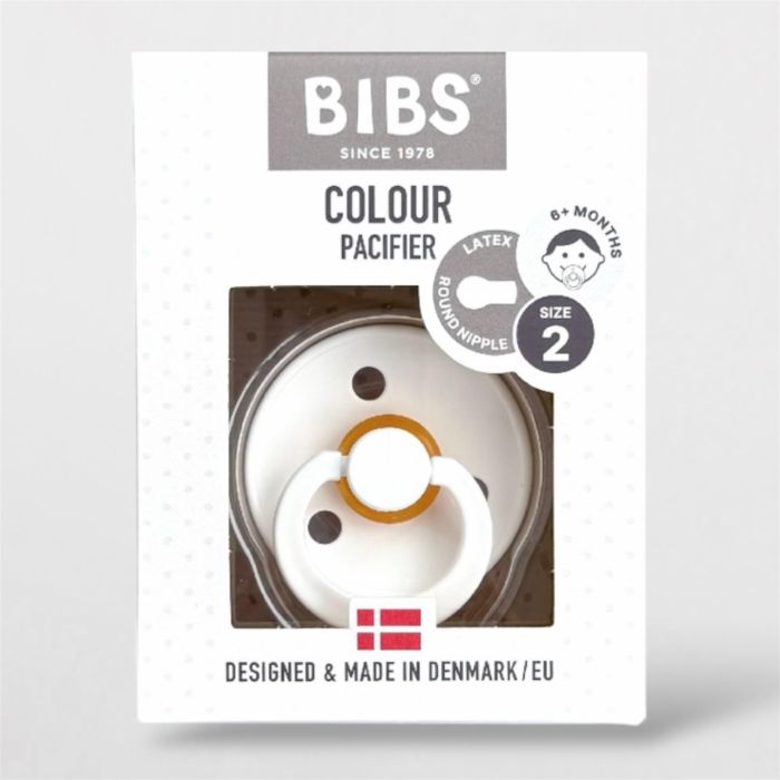Соска пустушка BIBS 6-18 m Colour Latex Round (круглая) – White