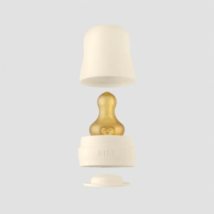 Скляна дитяча пляшечка BIBS Baby Glass Bottle повний комплект  Ivory - 225ml